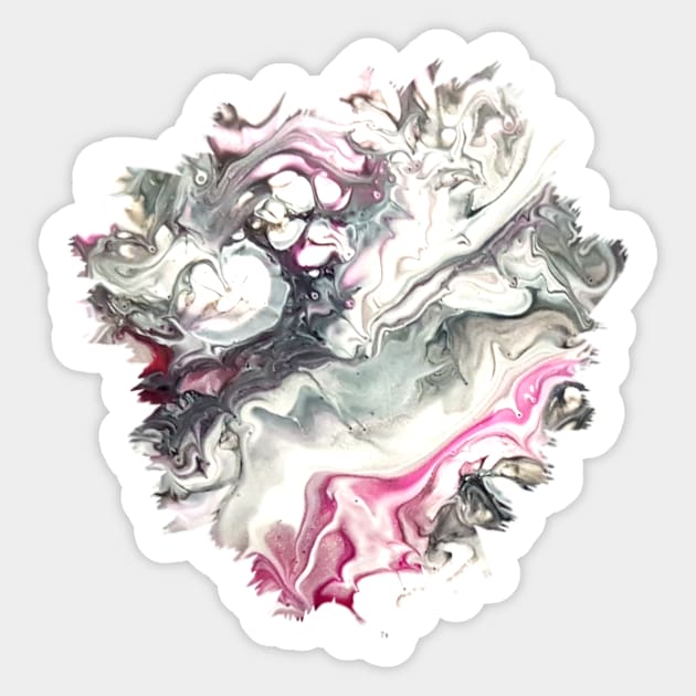 Pink/Silver/White Acrylic Pour Painting Acrylic Pour Painting Sticker TeePublic